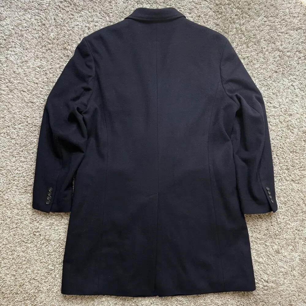 J. Crew Crosby Wool Cashmere Dark Navy Blue Trench Coat Jacket Men’s Size 46R